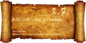 Körözsi Filemon névjegykártya